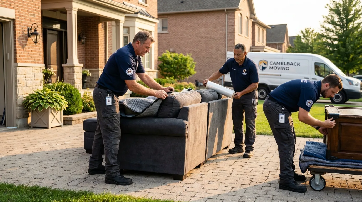 Large estate moving crew wrapping furniture in Pacifica, CA